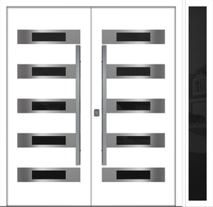 Nova Inox S5 Modern Exterior Double Door W/ (1) 12" Sidelight - Unit 86x81 3/8 - White - Doors and Beyond