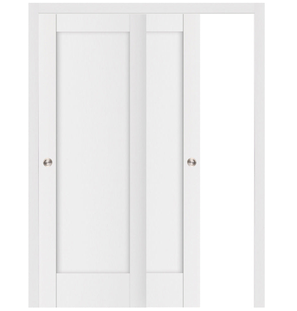 Nova Stile 059 Soft White Laminated Modern Bypass Door - Doors and Beyond