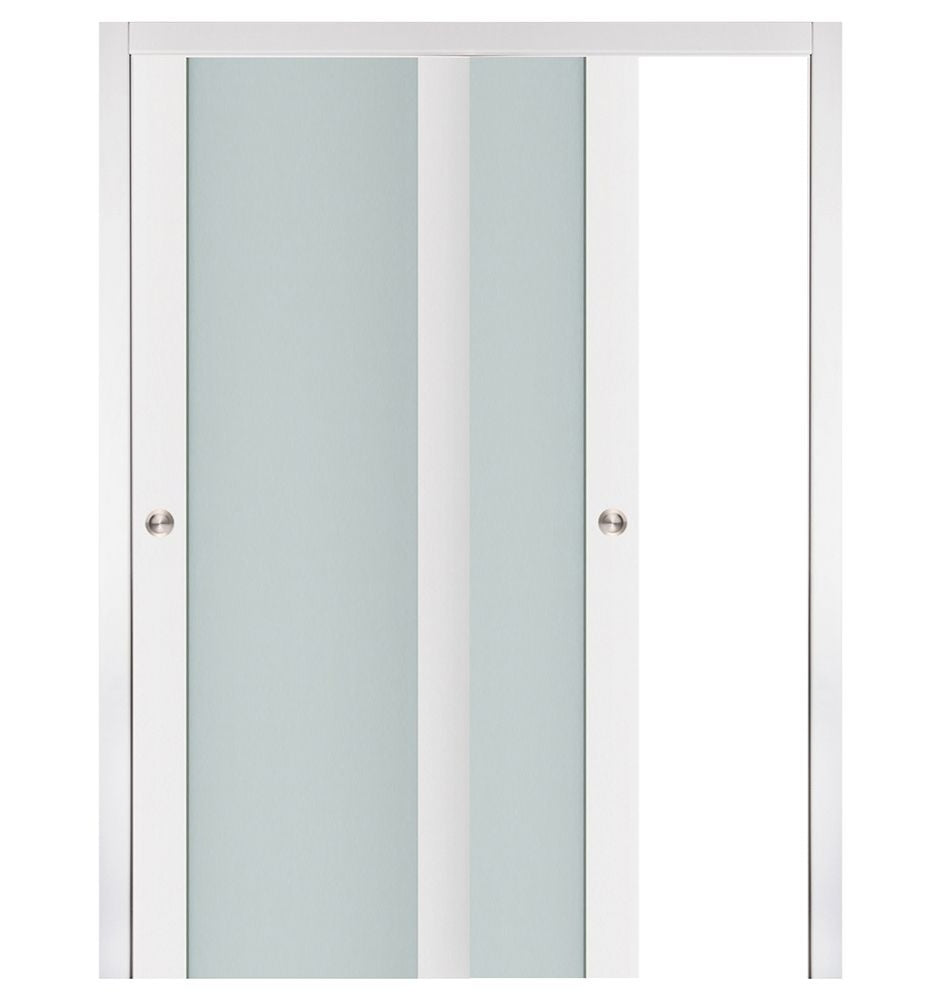 Nova Triplex 001 Soft White Laminated Modern Bypass Door - Doors and Beyond