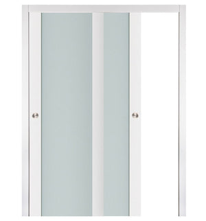 Nova Triplex 001 Soft White Laminated Modern Bypass Door - Doors and Beyond