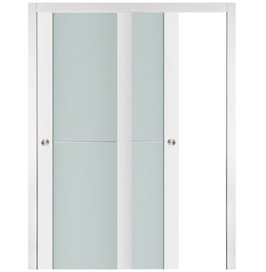 Nova Triplex 002 Soft White Laminated Modern Bypass Door - Doors and Beyond