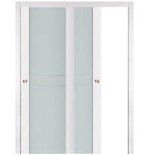 Nova Triplex 003 Soft White Laminated Modern Bypass Door - Doors and Beyond