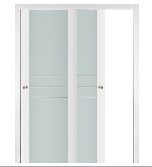 Nova Triplex 005 Soft White Laminated Modern Bypass Door - Doors and Beyond