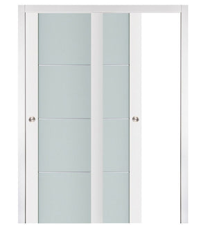 Nova Triplex 006 Soft White Laminated Modern Bypass Door - Doors and Beyond
