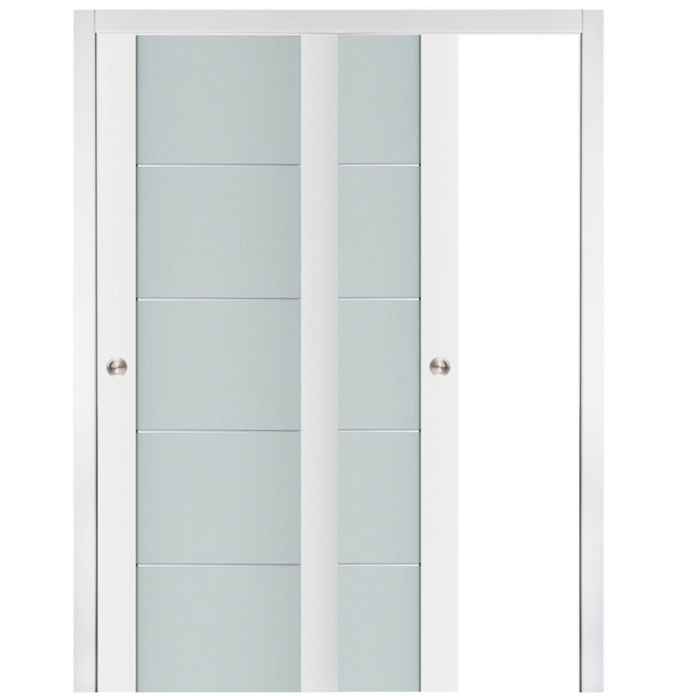 Nova Triplex 007 Soft White Laminated Modern Bypass Door - Doors and Beyond