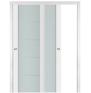 Nova Triplex 007 Soft White Laminated Modern Bypass Door - Doors and Beyond