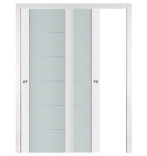 Nova Triplex 008 Soft White Laminated Modern Bypass Door - Doors and Beyond