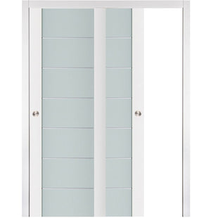 Nova Triplex 009 Soft White Laminated Modern Bypass Door - Doors and Beyond