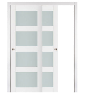 Nova Triplex 021 Soft White Laminated Modern Bypass Door - Doors and Beyond