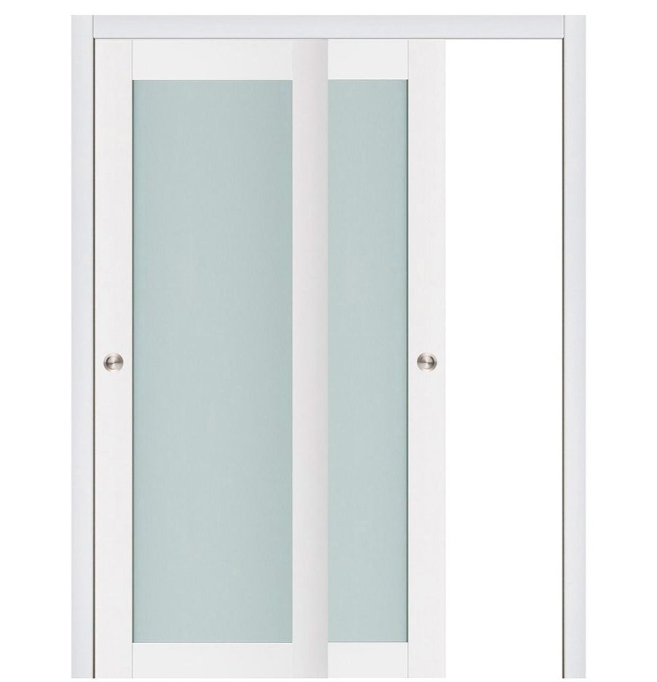 Nova Triplex 054 Soft White Laminated Modern Bypass Door - Doors and Beyond