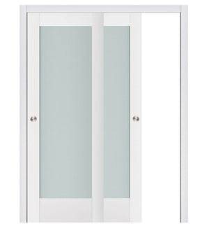 Nova Triplex 056 Soft White Laminated Modern Bypass Door - Doors and Beyond