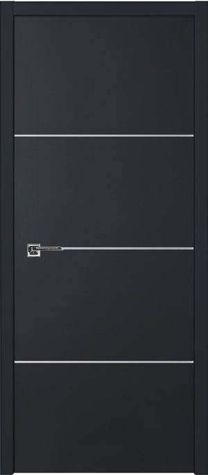 Nova Glam Pro 009 Soft Black Laminated Modern Pre-Hung Door - Doors and Beyond