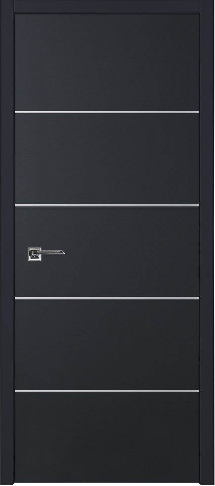 Nova Glam Pro 010 Soft Black Laminated Modern Pre-Hung Door - Doors and Beyond