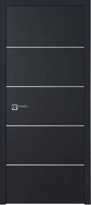Nova Glam Pro 010 Soft Black Laminated Modern Pre-Hung Door - Doors and Beyond