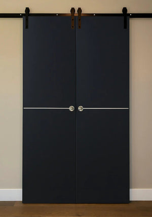 Nova Glam Pro 007 Soft Black Laminated Modern Double Barn Door - Doors and Beyond