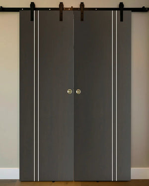 Nova HG002VR Japan Oak Laminated Modern Double Barn Door - Doors and Beyond