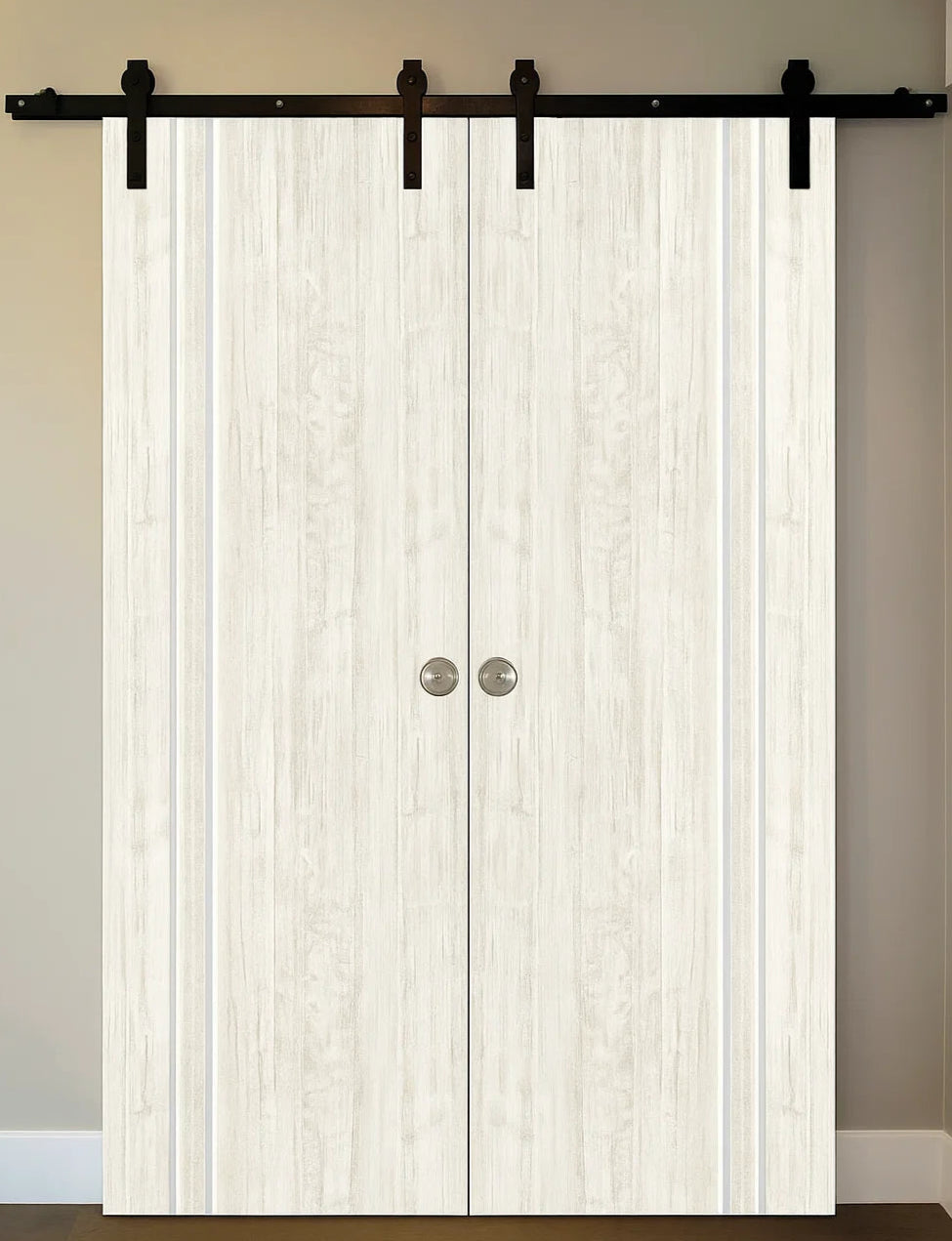 Nova HG002VR Light Aloe Wood Laminated Modern Double Barn Door - Doors and Beyond