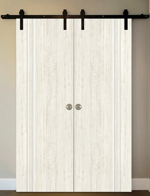 Nova HG002VR Light Aloe Wood Laminated Modern Double Barn Door - Doors and Beyond