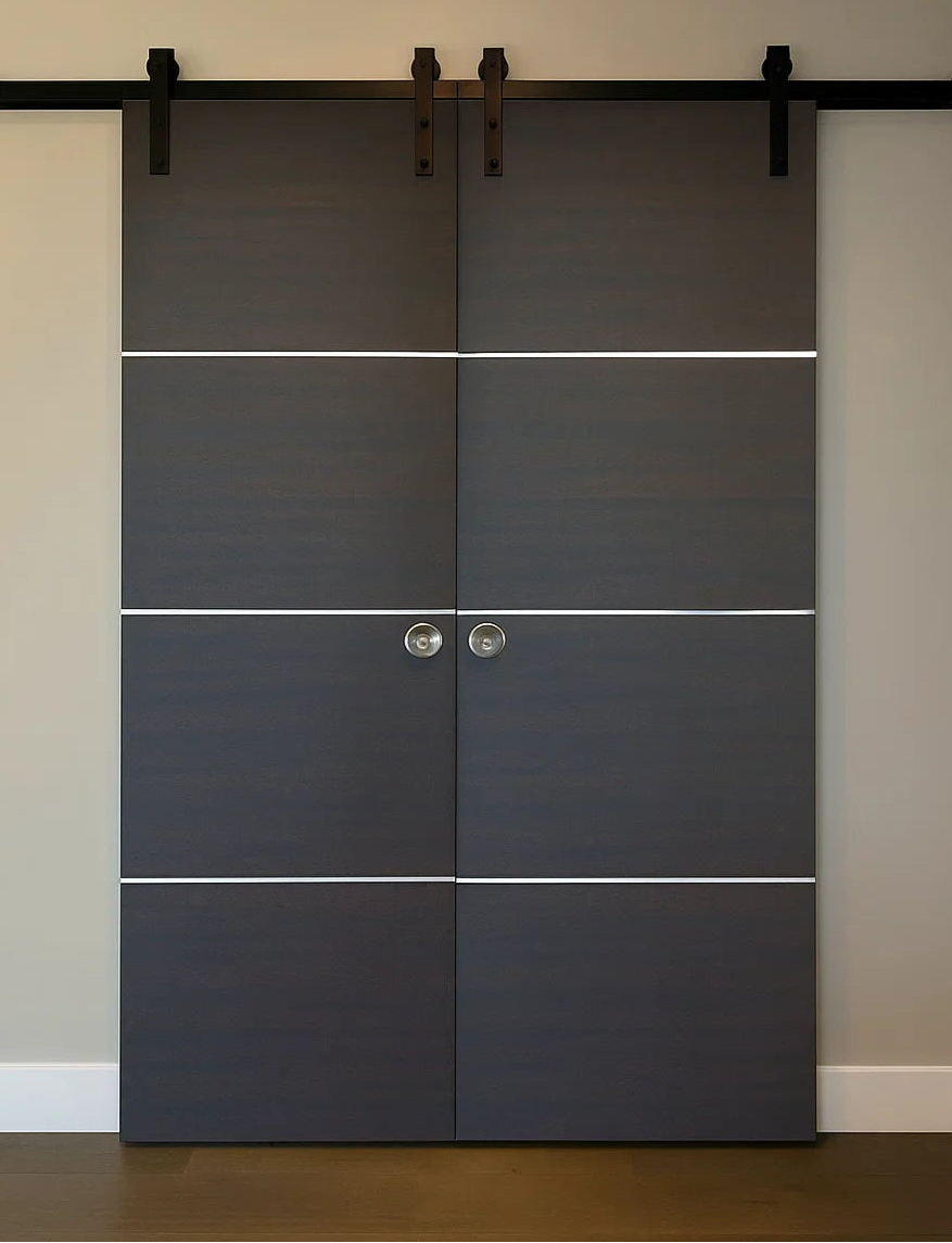 Nova HG008 Japan Oak Laminated Modern Double Barn Door - Doors and Beyond