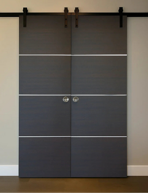 Nova HG008 Japan Oak Laminated Modern Double Barn Door - Doors and Beyond