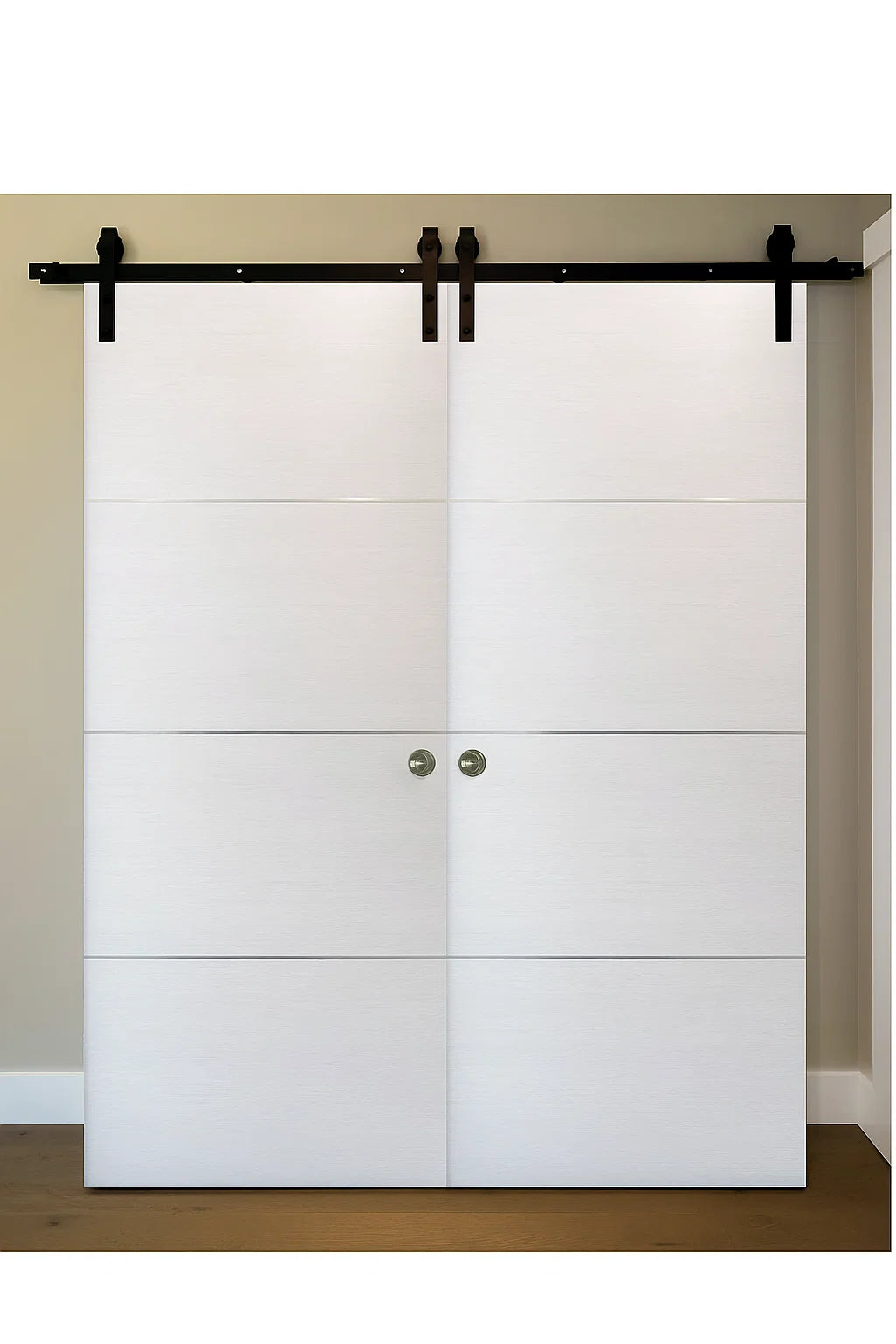 Nova HG008 White Wenge Laminated Modern Double Barn Door - Doors and Beyond