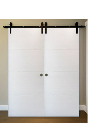 Nova HG008 White Wenge Laminated Modern Double Barn Door - Doors and Beyond