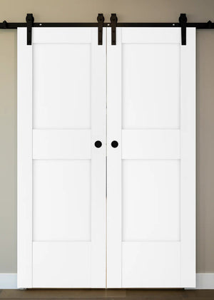 Nova Stile 023 Soft White Laminated Modern Double Barn Door - Doors and Beyond