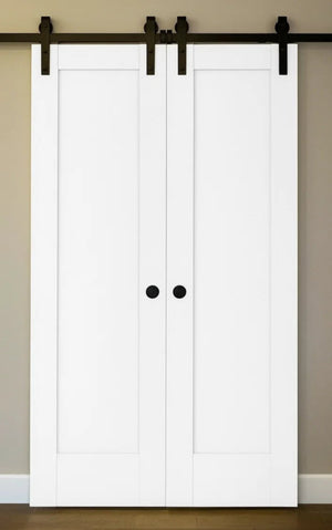 Nova Stile 059 Soft White Laminated Modern Double Barn Door - Doors and Beyond