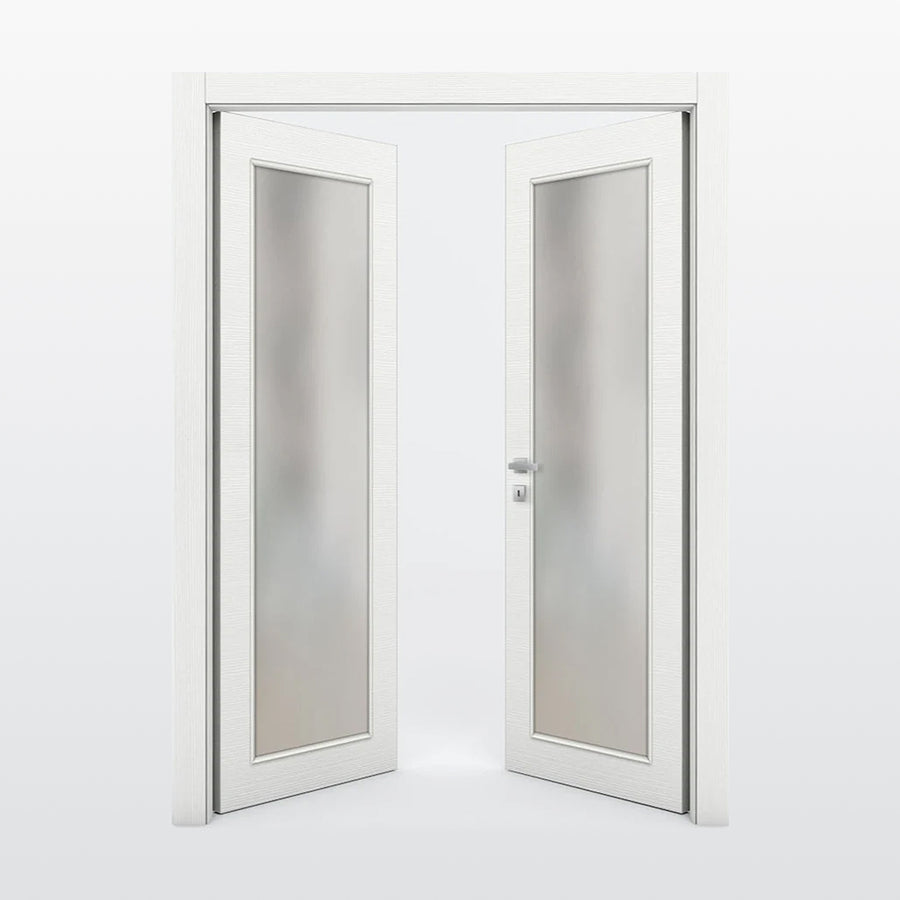 Nova 1-Lite Braga Bianco Matrix CPL Modern Double Pre-Hung Door - Doors and Beyond