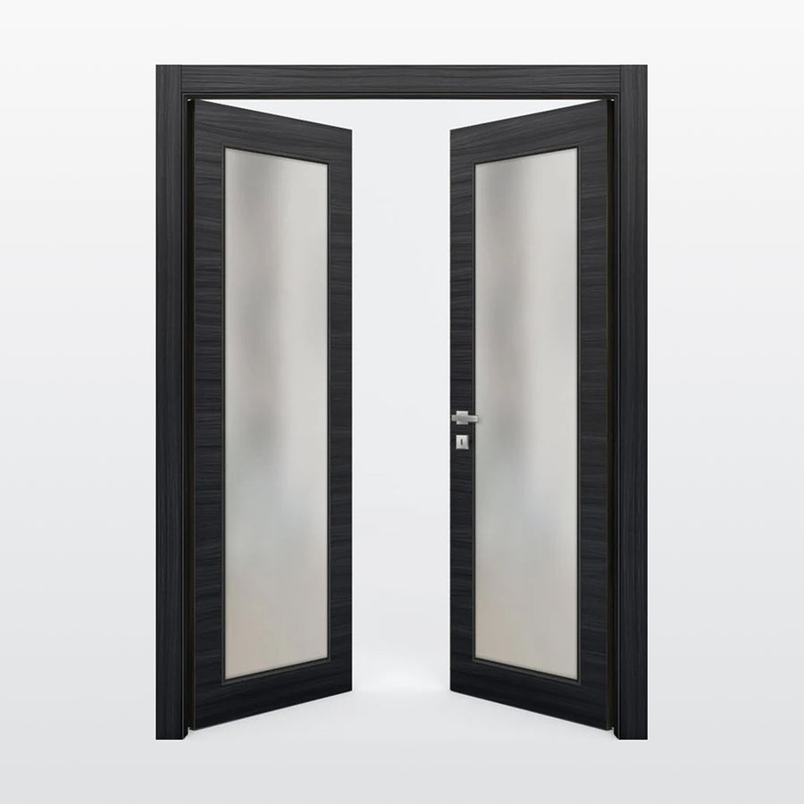 Nova 1-Lite Braga Blu  Matrix CPL  Modern Double Pre-Hung Door - Doors and Beyond