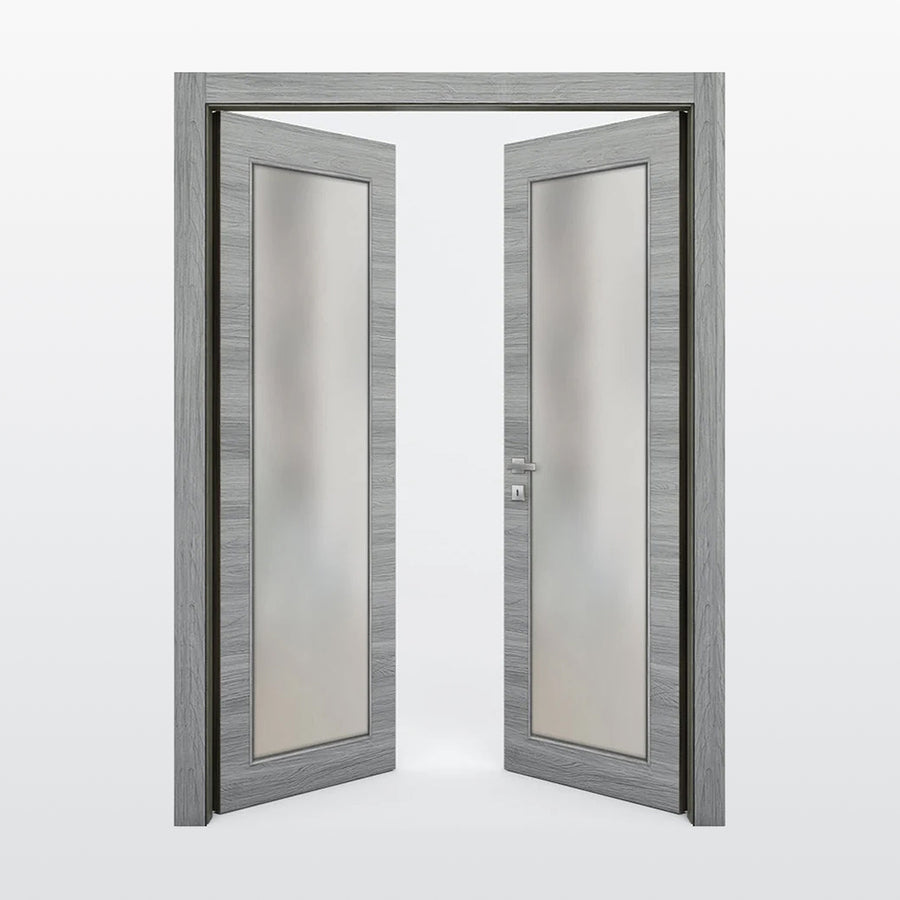 Nova 1-Lite Braga Olmo Matrix CPL  Modern Double Pre-Hung Door - Doors and Beyond