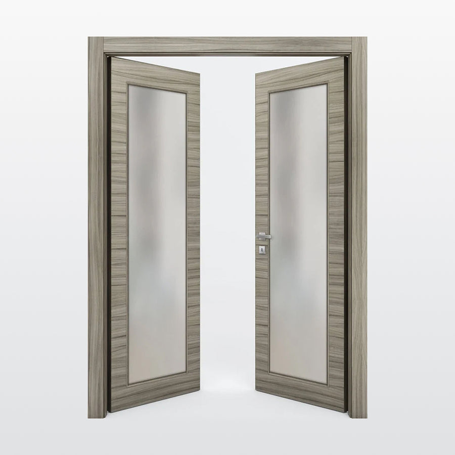 Nova 1-Lite Braga Palissandro  Matrix CPL  Modern Double Pre-Hung Door - Doors and Beyond