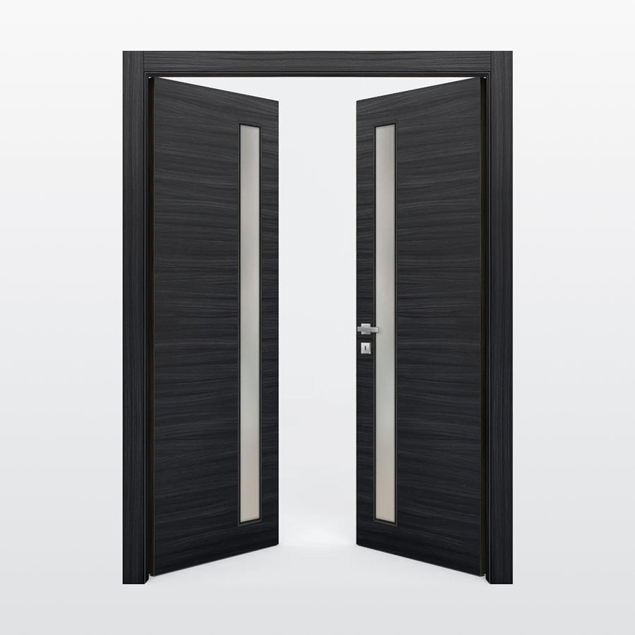 Nova 1-Lite V Braga Blu  Matrix CPL  Modern Double Pre-Hung Door - Doors and Beyond