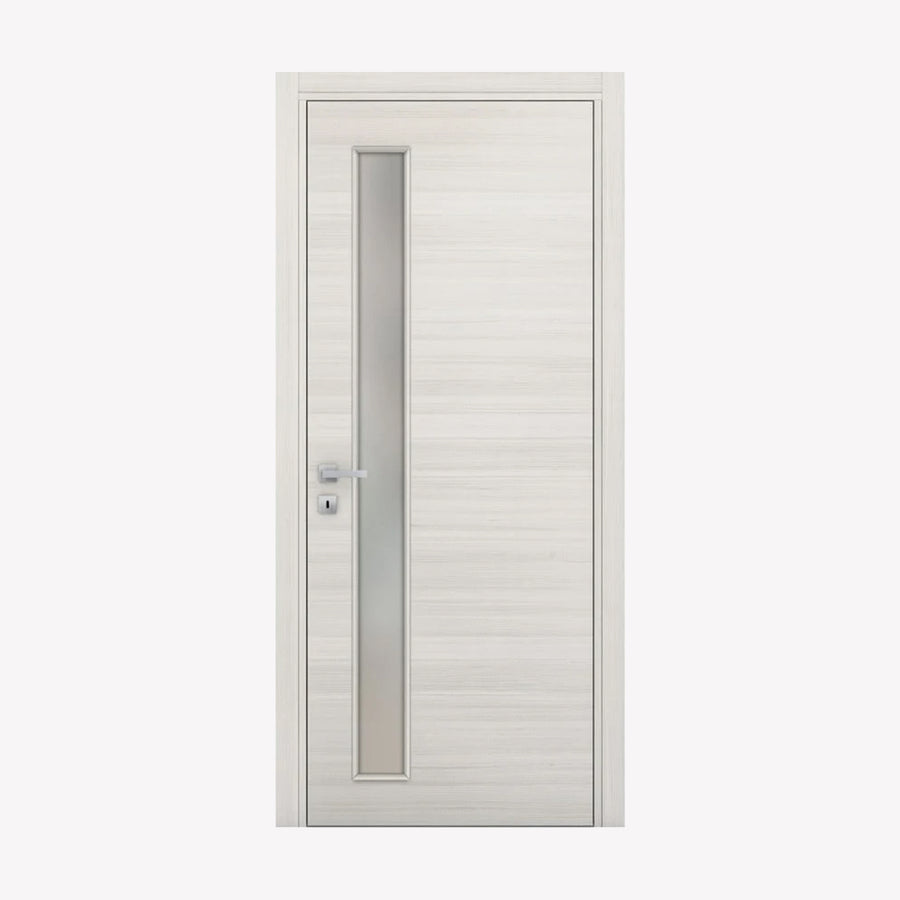 Nova 1-Lite V Braga Crema Matrix CPL Modern Single Pre-hung Door - Doors and Beyond