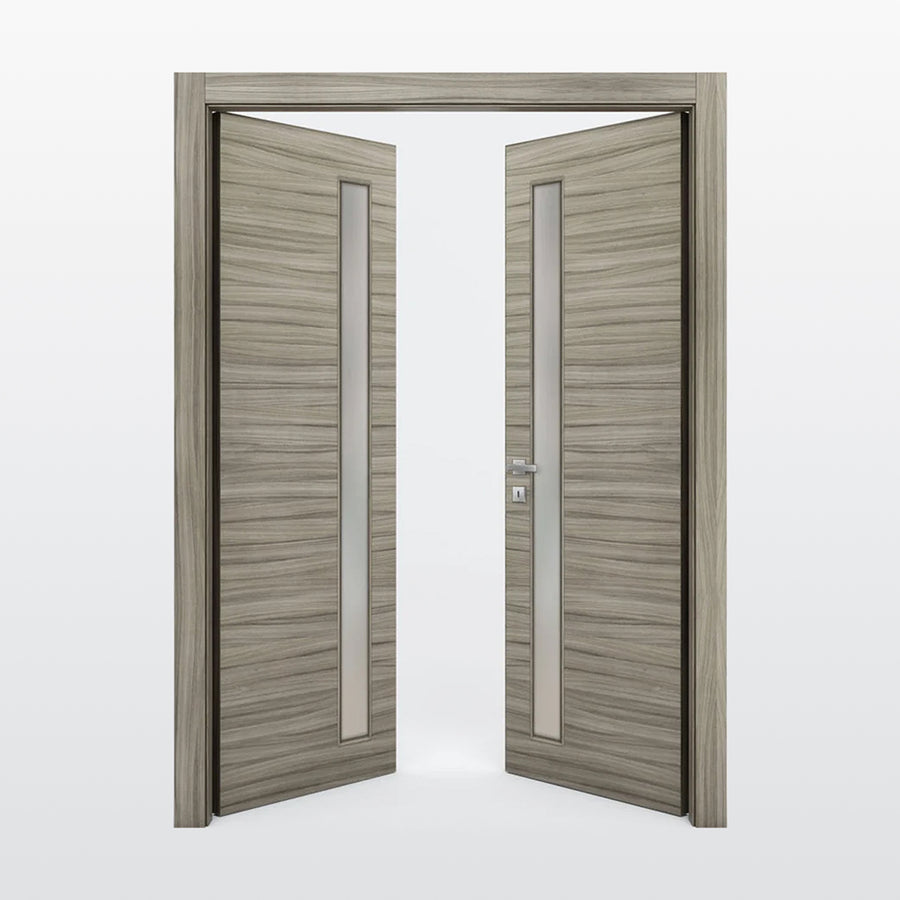 Nova 1-Lite V Braga Palissandro Matrix CPL Modern Double Pre-Hung Door - Doors and Beyond