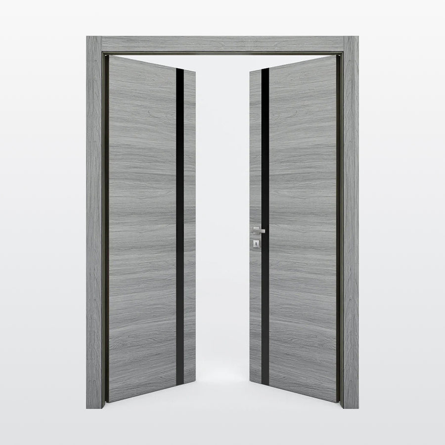 Nova 1G Braga Olmo Matrix CPL  Modern Double Pre-Hung Door - Doors and Beyond