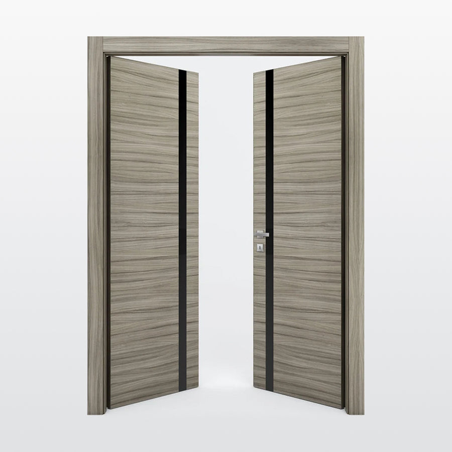 Nova 1G Braga Palissandro  Matrix CPL  Modern Double Pre-Hung Door - Doors and Beyond