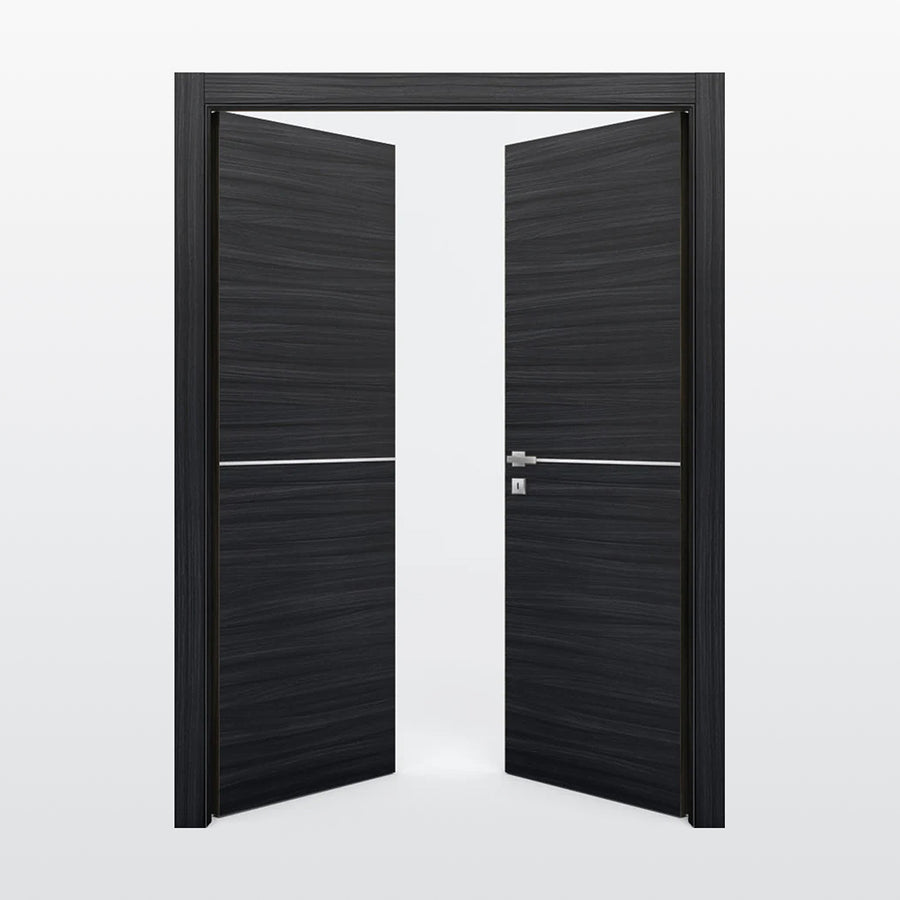 Nova 1H Braga Blu  Matrix CPL  Modern Double Pre-Hung Door - Doors and Beyond