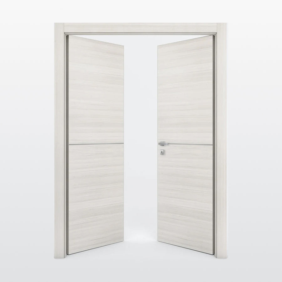 Nova 1H Braga Crema Matrix CPL  Modern Double Pre-Hung Door - Doors and Beyond