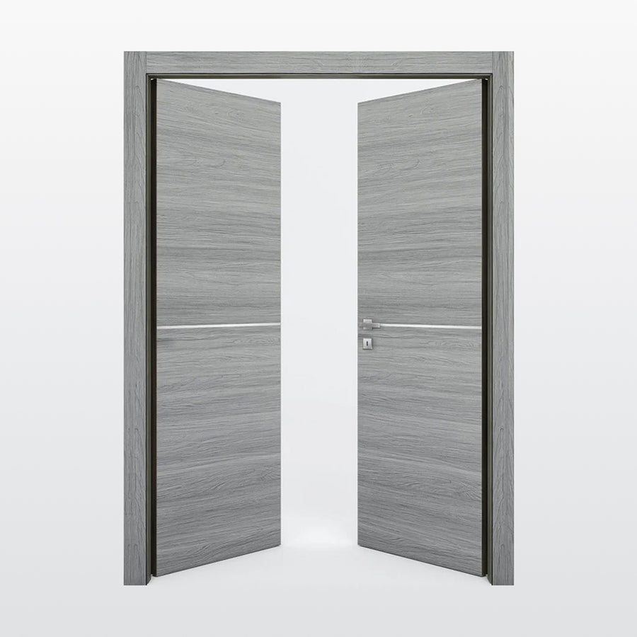 Nova 1H Braga Olmo Matrix CPL  Modern Double Pre-Hung Door - Doors and Beyond