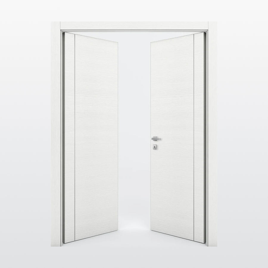 Nova 1VR Braga Bianco Matrix CPL Modern Double Pre-Hung Door - Doors and Beyond