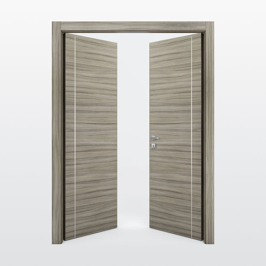 Nova 1VR Braga Palissandro  Matrix CPL  Modern Double Pre-Hung Door - Doors and Beyond