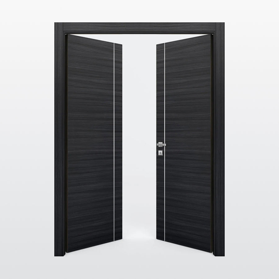 Nova 1V Braga Blu  Matrix CPL  Modern Double Pre-Hung Door - Doors and Beyond