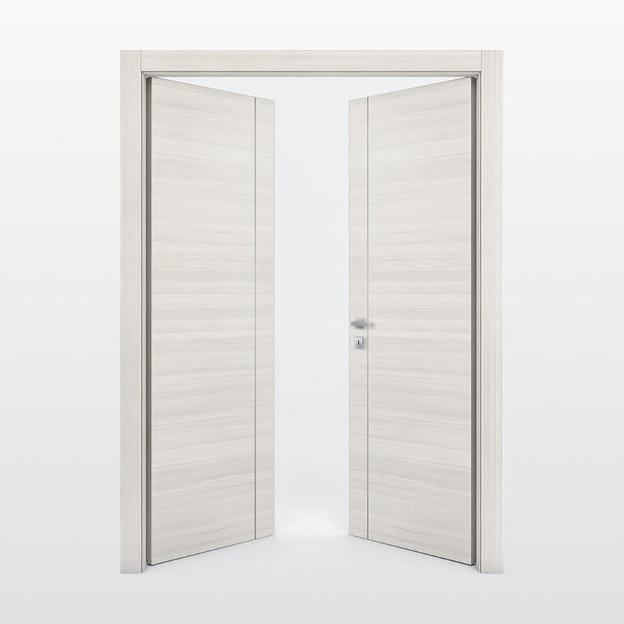 Nova 1V Braga Crema Matrix CPL  Modern Double Pre-Hung Door - Doors and Beyond