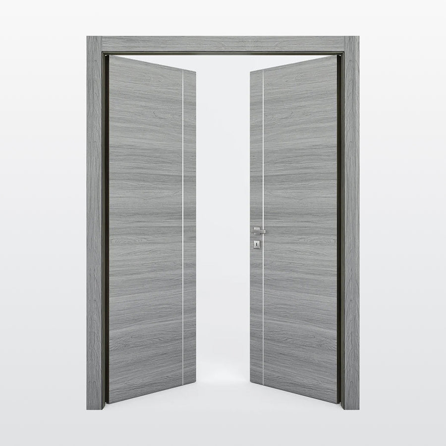 Nova 1V Braga Olmo Matrix CPL  Modern Double Pre-Hung Door - Doors and Beyond