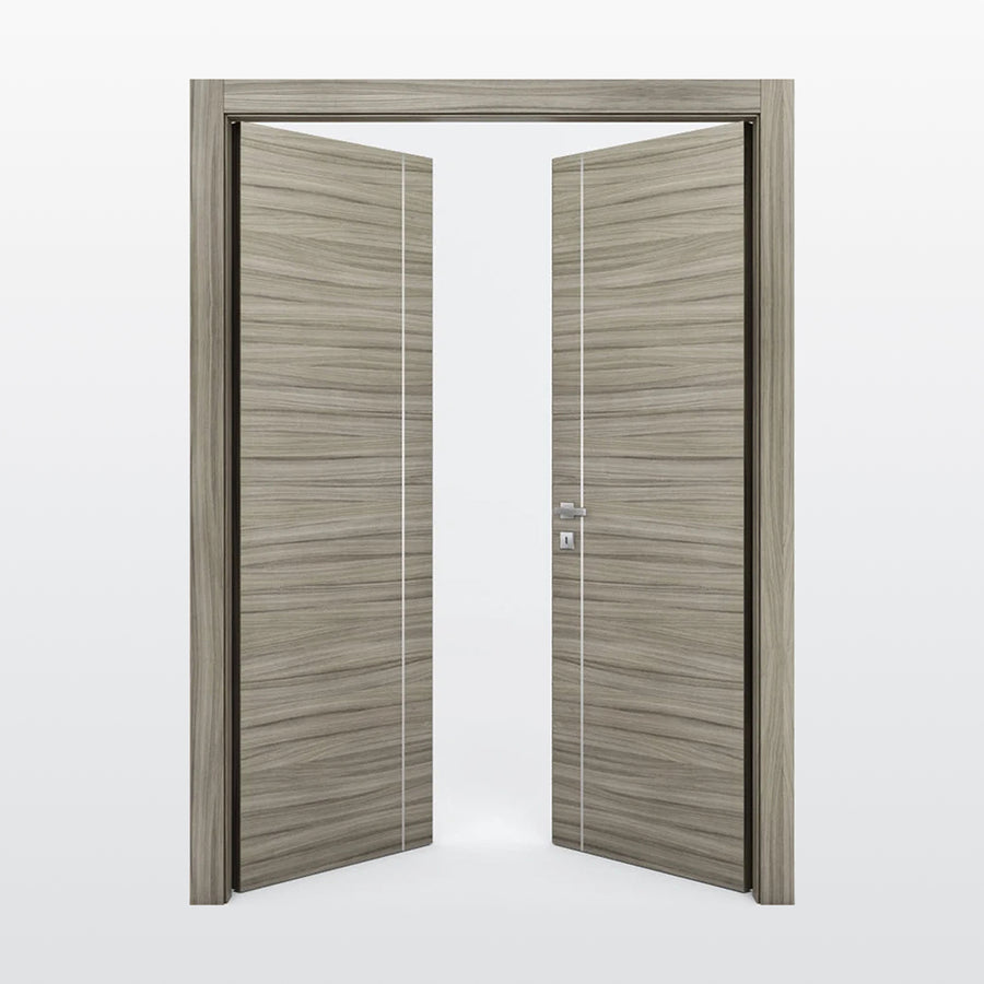 Nova 1V Braga Palissandro  Matrix CPL  Modern Double Pre-Hung Door - Doors and Beyond
