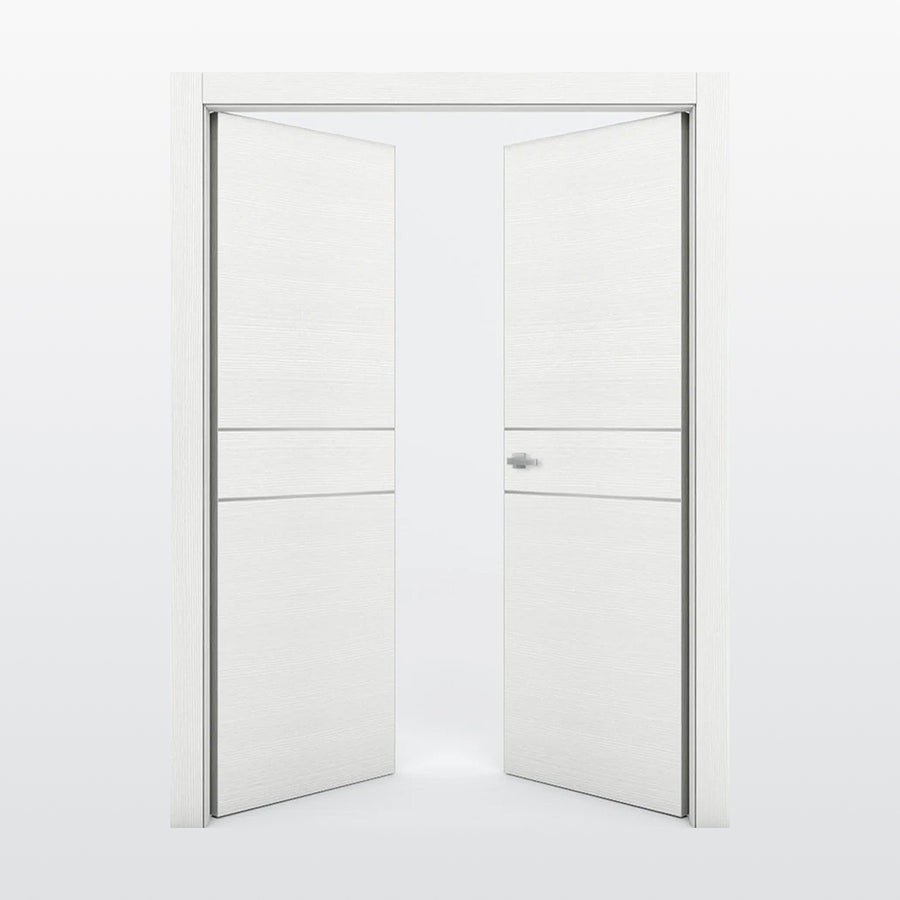 Nova 2HC Braga Bianco Matrix CPL Modern Double Pre-Hung Door - Doors and Beyond