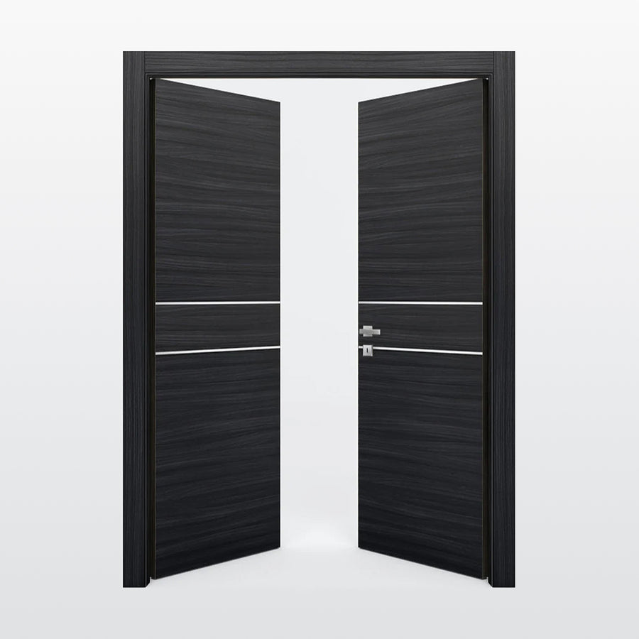 Nova 2HC Braga Blu  Matrix CPL  Modern Double Pre-Hung Door - Doors and Beyond