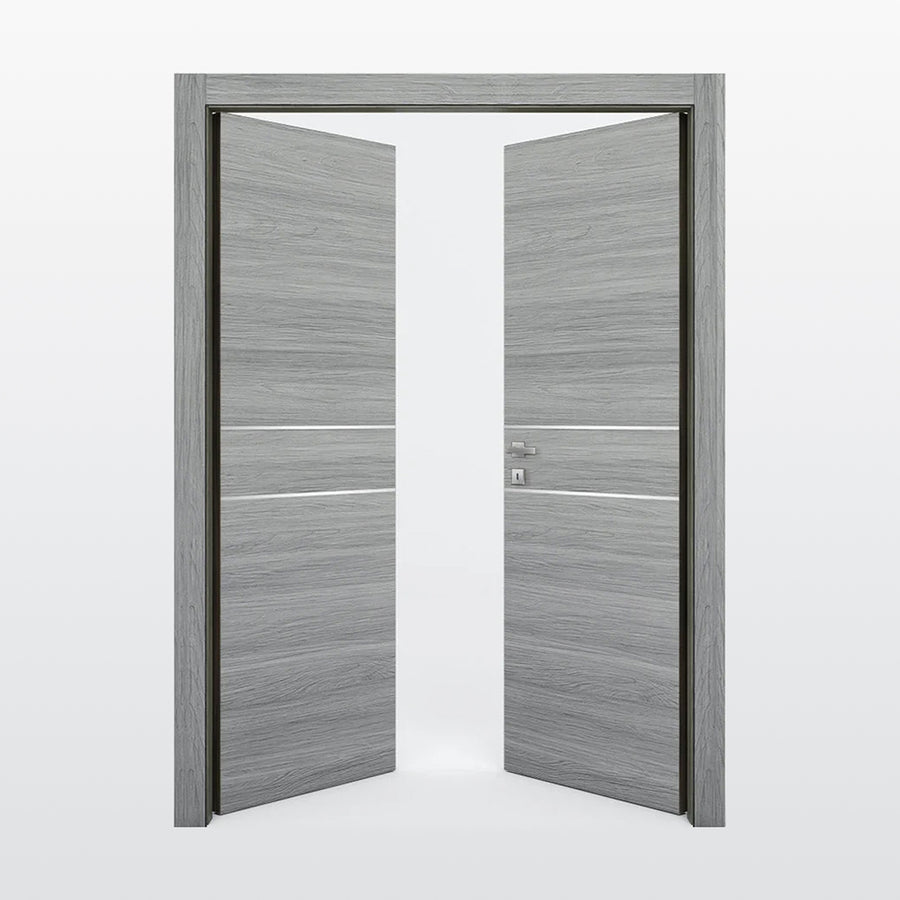 Nova 2HC Braga Olmo Matrix CPL  Modern Double Pre-Hung Door - Doors and Beyond