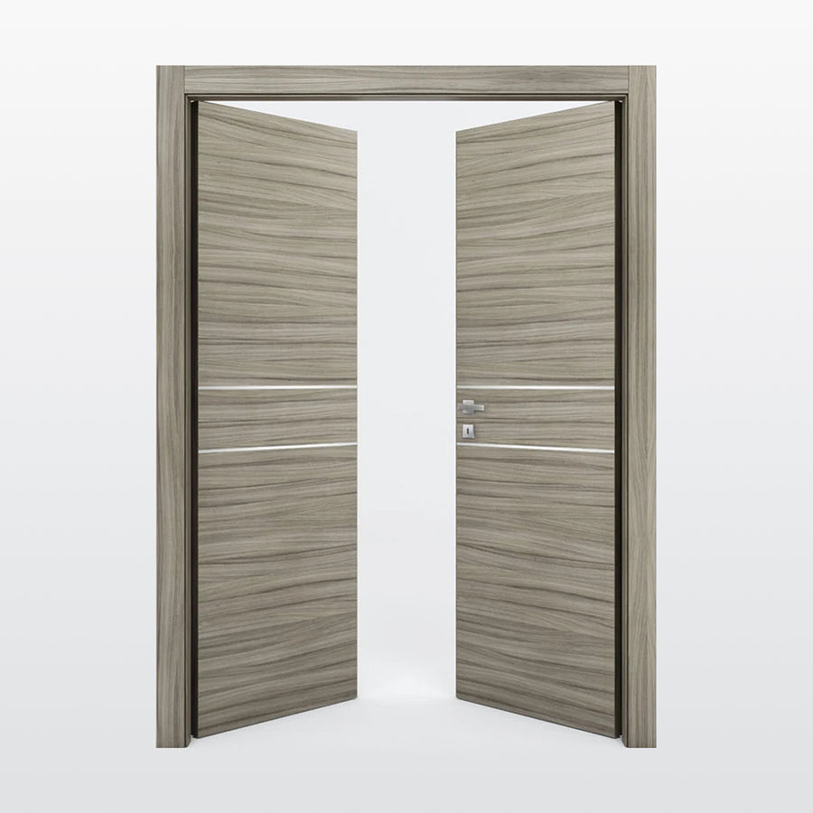 Nova 2HC Braga Palissandro  Matrix CPL  Modern Double Pre-Hung Door - Doors and Beyond